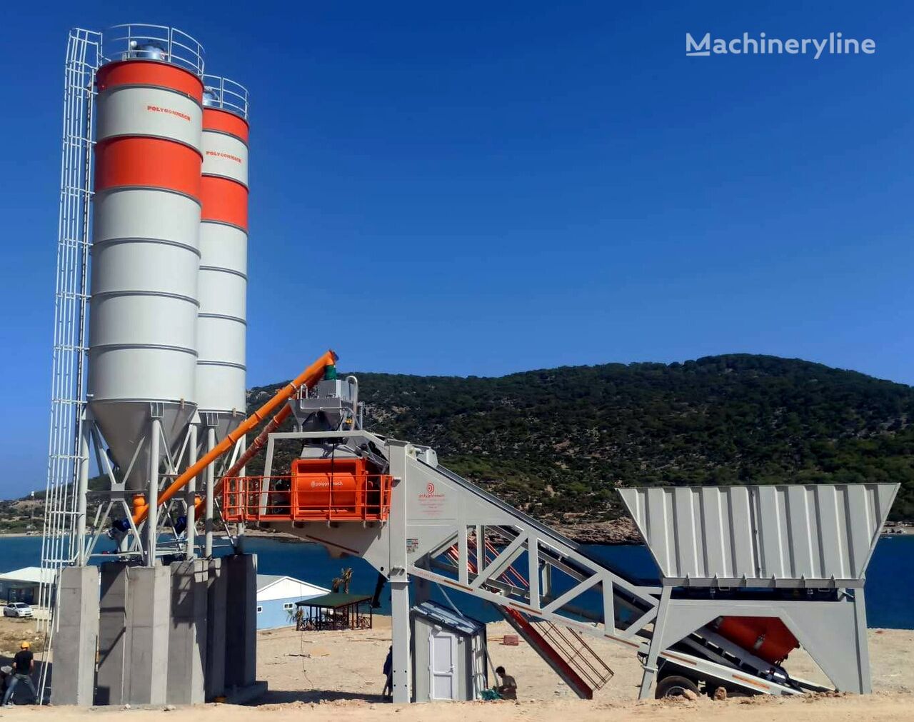 new Polygonmach 100 m3 per hour mobile concrete batching plant concrete plant